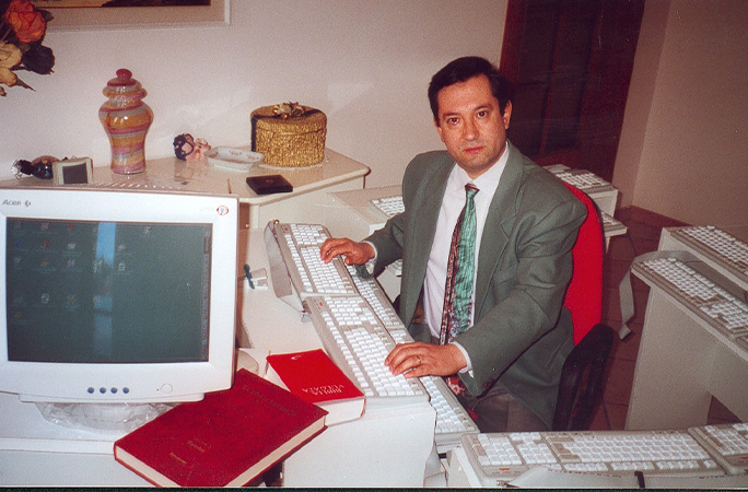 Michele at his computer