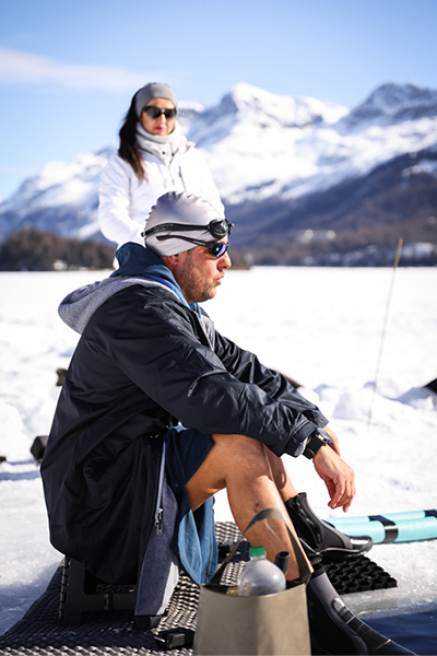 diver sat wearing jacket
