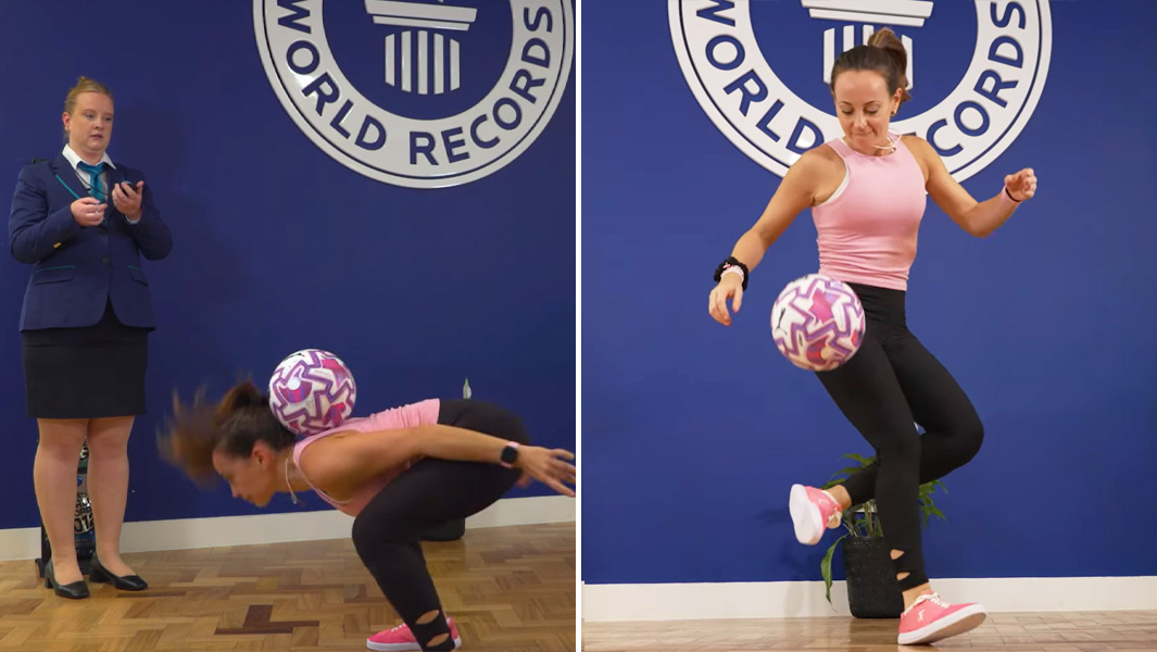 Split image Laura attempting two records