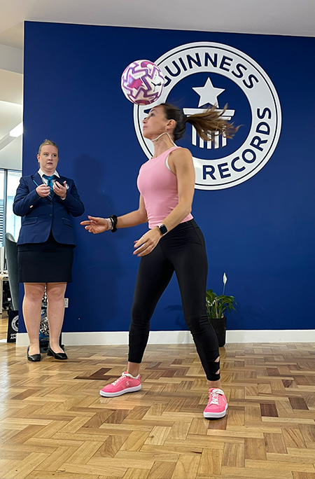 Laura doing around the moon trick