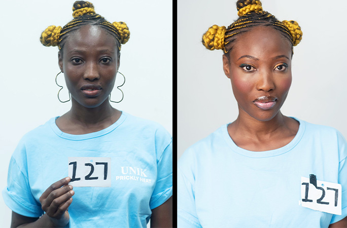 woman before and after her makeover