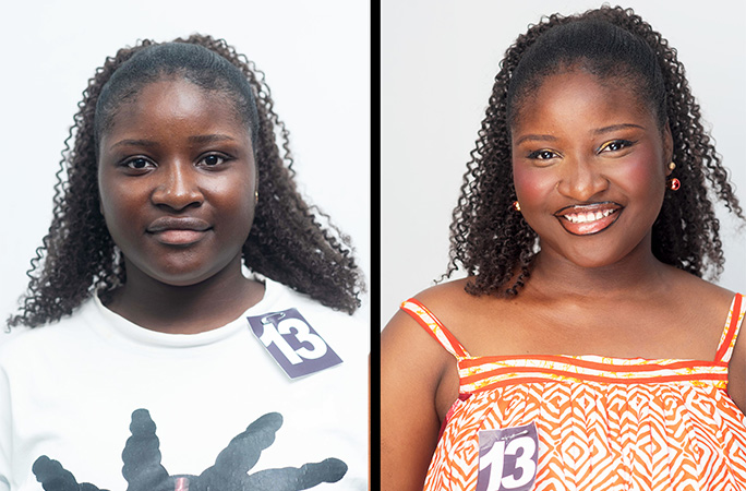 woman before and after her makeover