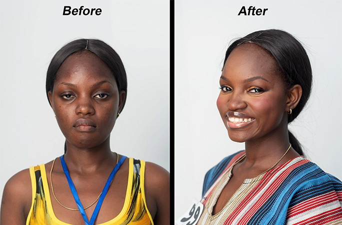 woman before and after makeover