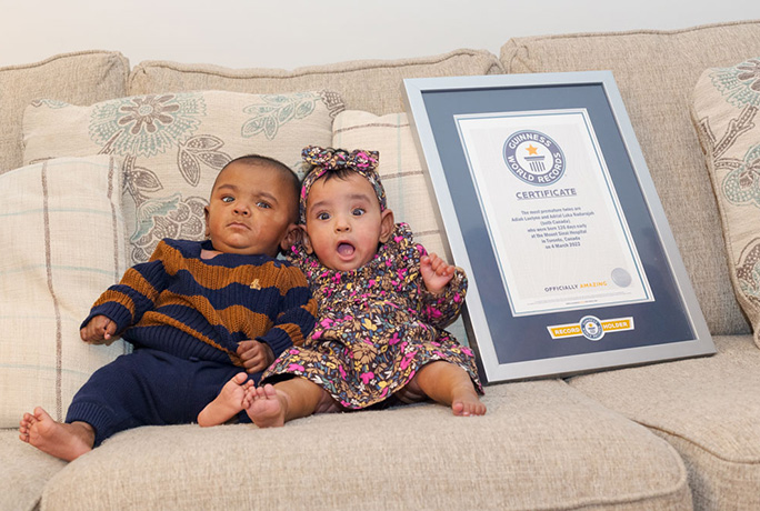 Most premature twins with certificate