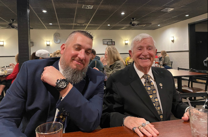 Bill with Ryan at dinner