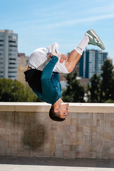 Ruben jumping with sky background