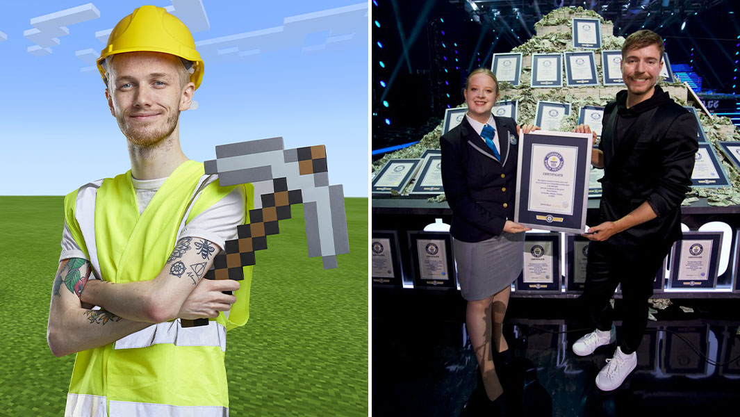 Split image of Mr Beast and Minecraft YouTuber