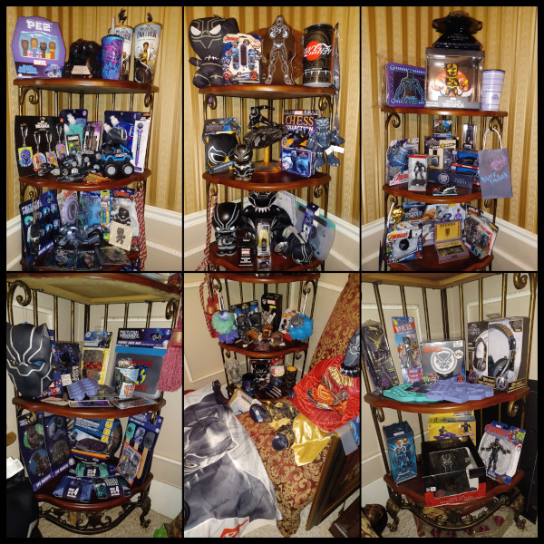 Shelves full of Black Panther merch