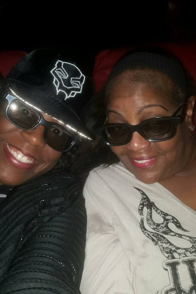 Tyesha and her mom at the movies
