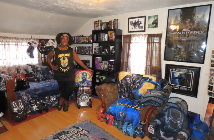 Tyesha in her Black Panther themed bedroom