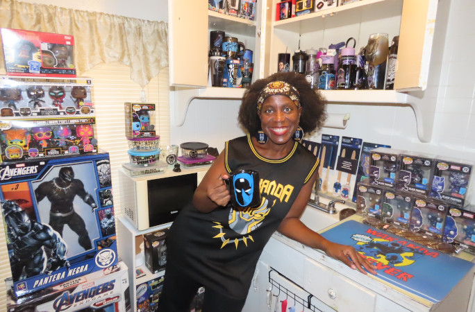 Tyesha in her Black Panther themed kitchen