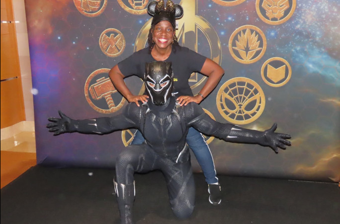 Tyesha with the Black Panther at Disney