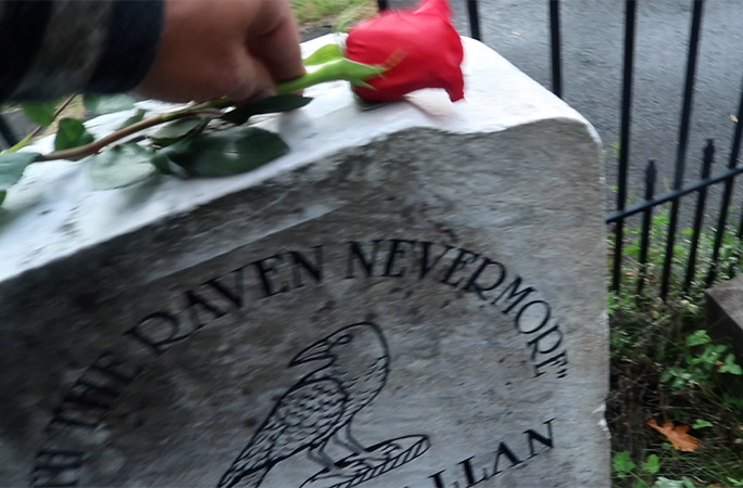 flower on Edgar Allan Poe cenotaph