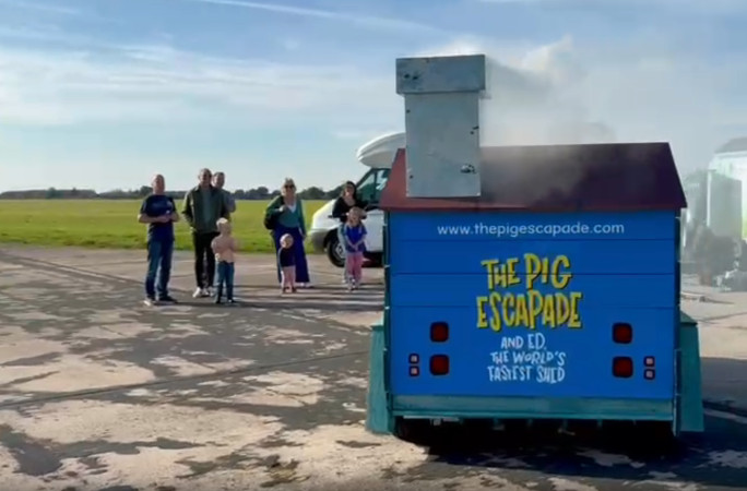 Close up of the back of the car and the family