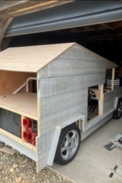 Wooden car back view