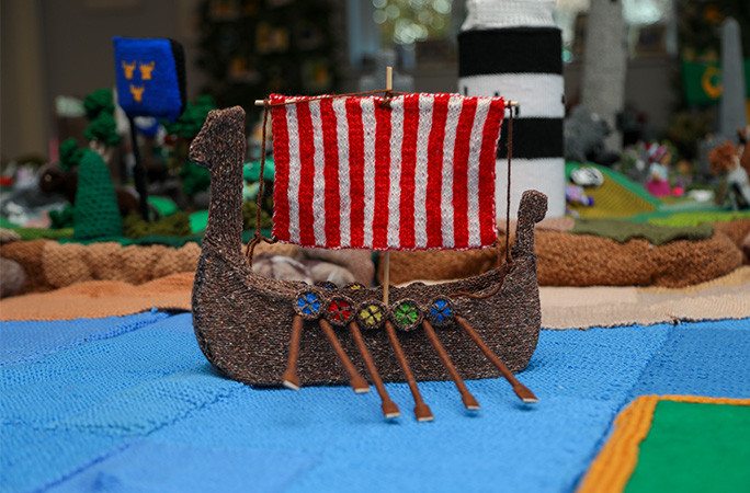 knitted viking ship
