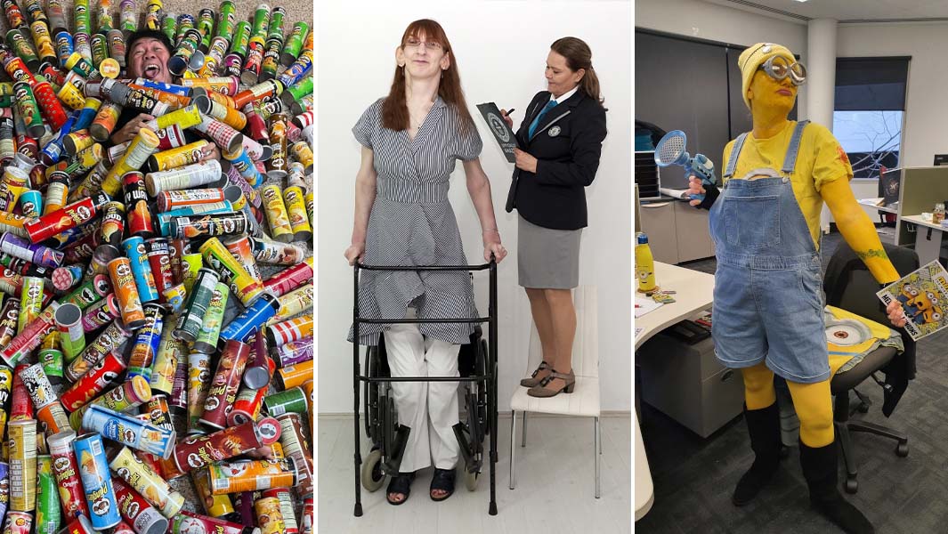 split image of three different record holders