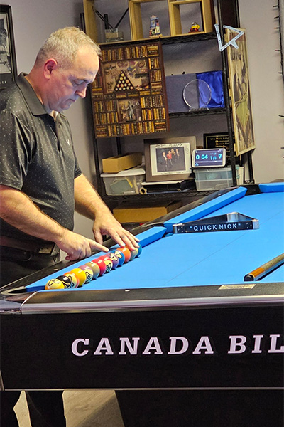 Nick lining up balls