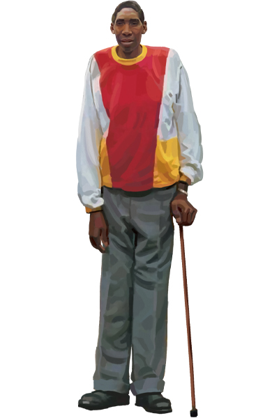 A full length portrait of Gabriel Monjane, tallest person in the world