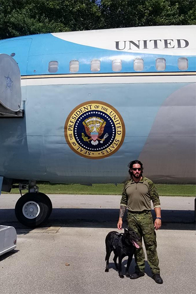 Hurricane and Marshall stood by a presidential plane