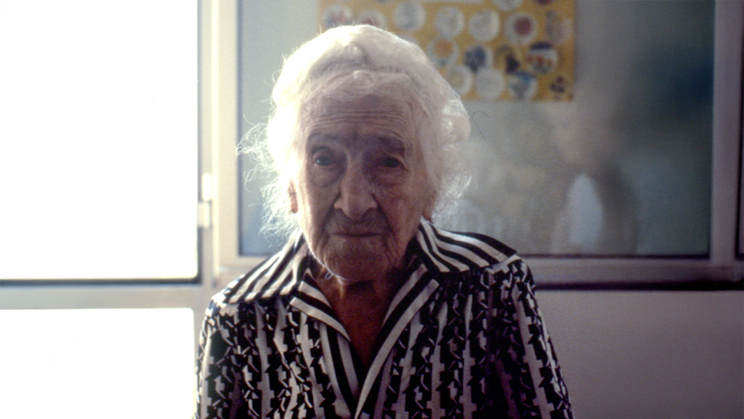 Jeanne Calment sitting at home