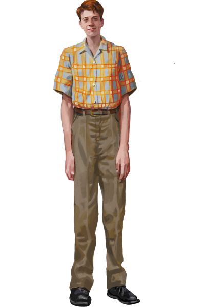 A full-length illustration of John Carroll, tallest man in the world from 1959 to 1969