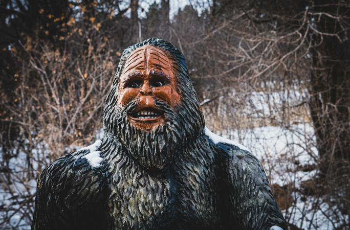 Wooden sculpture of Bigfoot