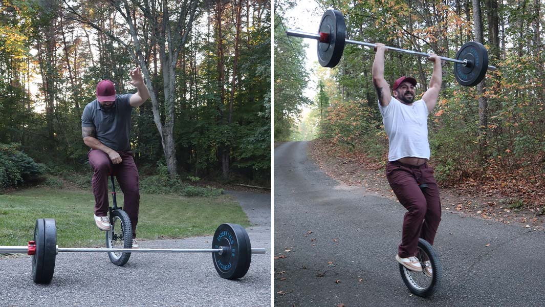 A split image of three time record breaker Dan Galanto