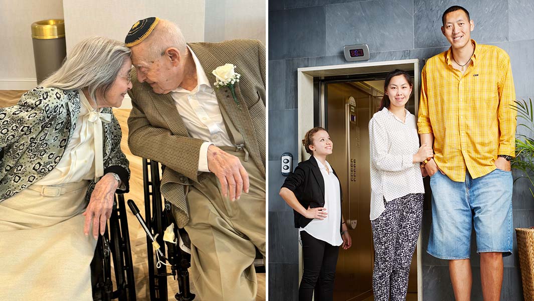 Split image of the oldest couple to marry and the tallest married couple (living)
