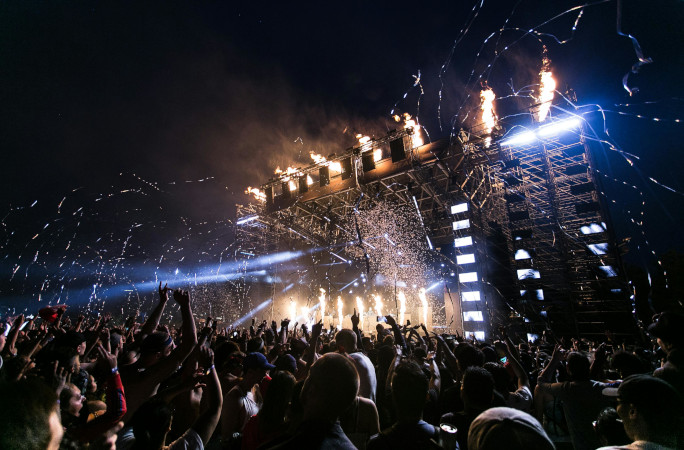 A concert taking place at night