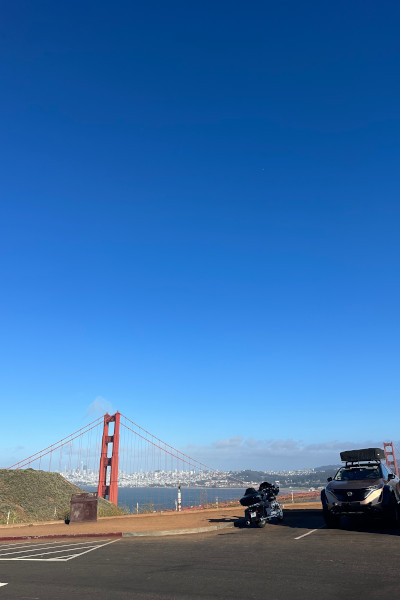 A Nissan by the Golden Gate Bridge