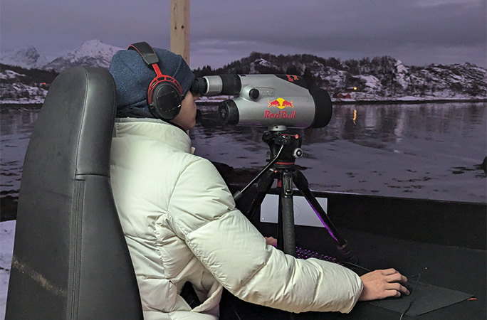 MrSavage looking through a telescope