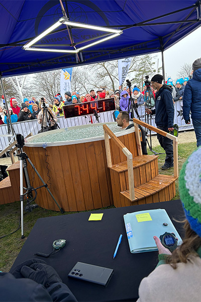 A man in the ice bath