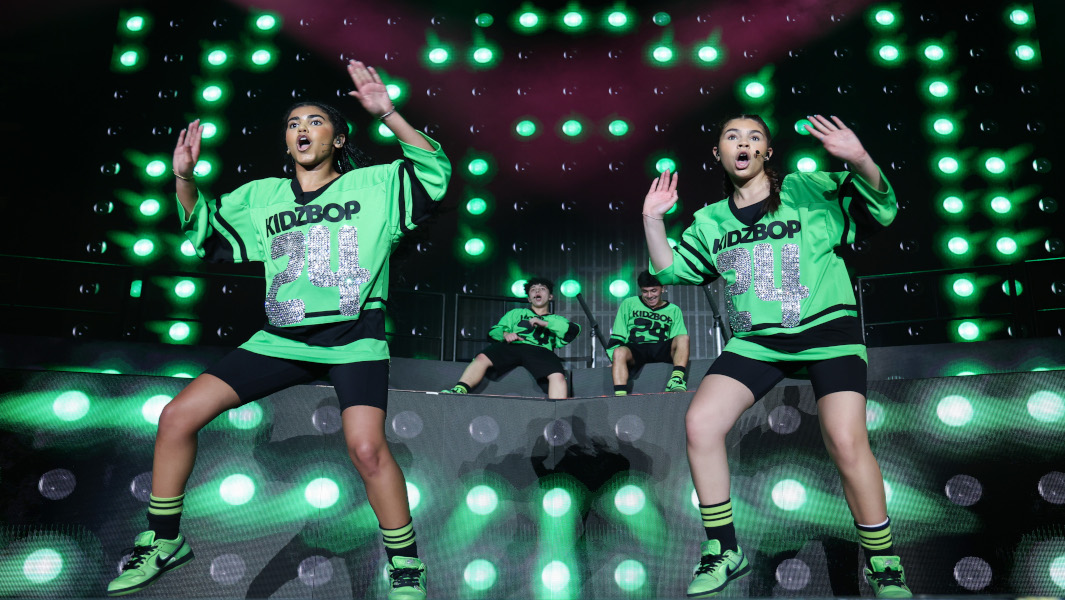 KIDZ BOP kids performing at the OVO Arena Wembley in London.