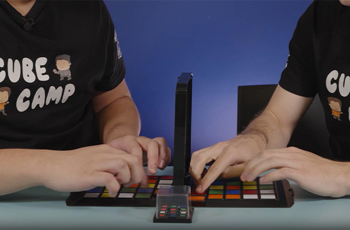 Max and Feliks playing Rubik's Race