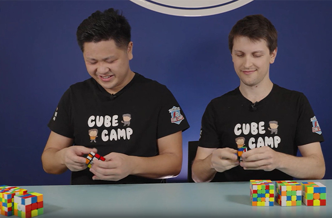 Max and Feliks solving cubes