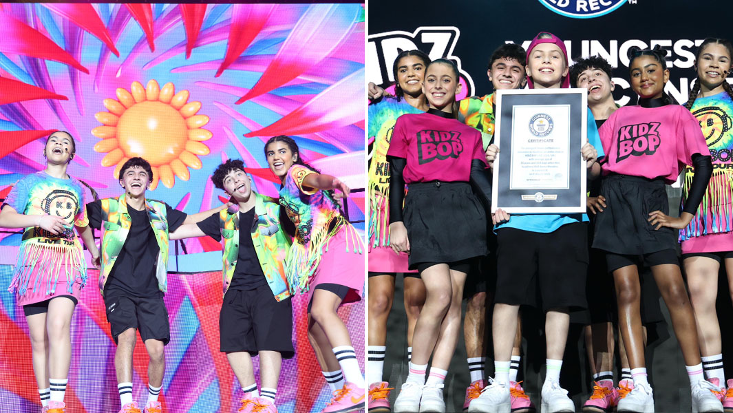 KIDZ BOP with certificate on stage
