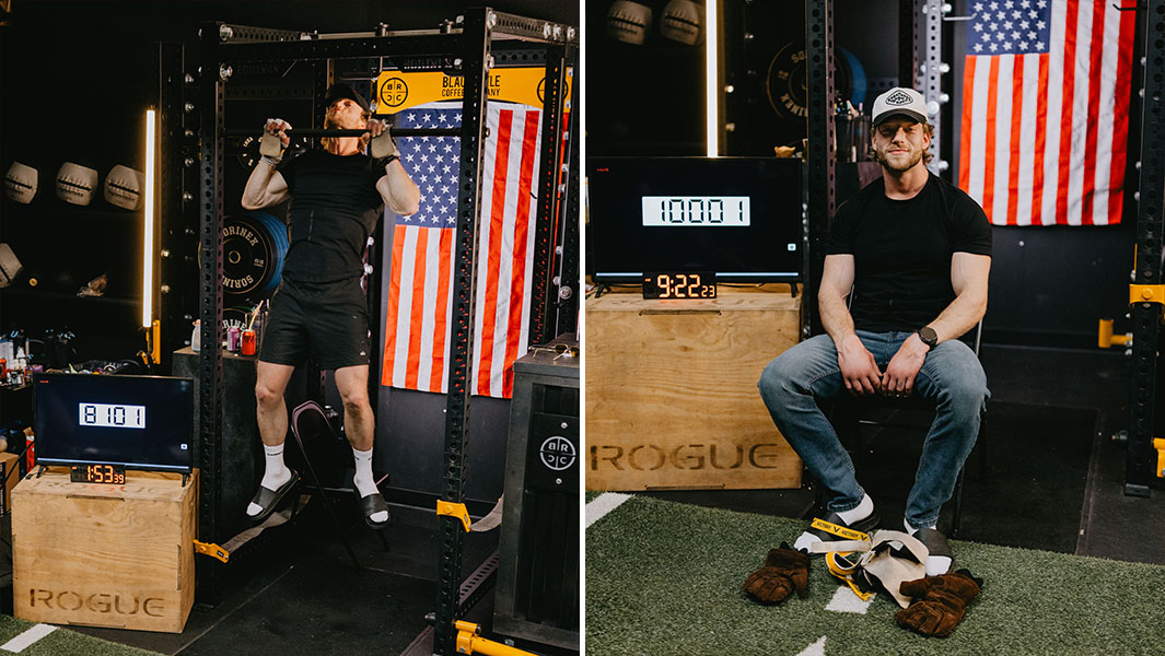 Split image of Truett Hanes before and after his pull ups attempt