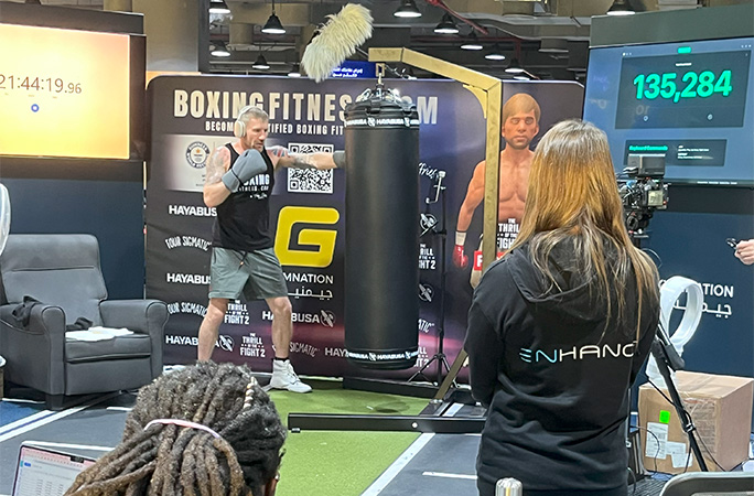Tony with a crowd watching him