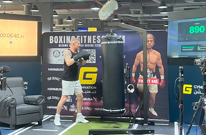 Tony doing his record attempt in the gym