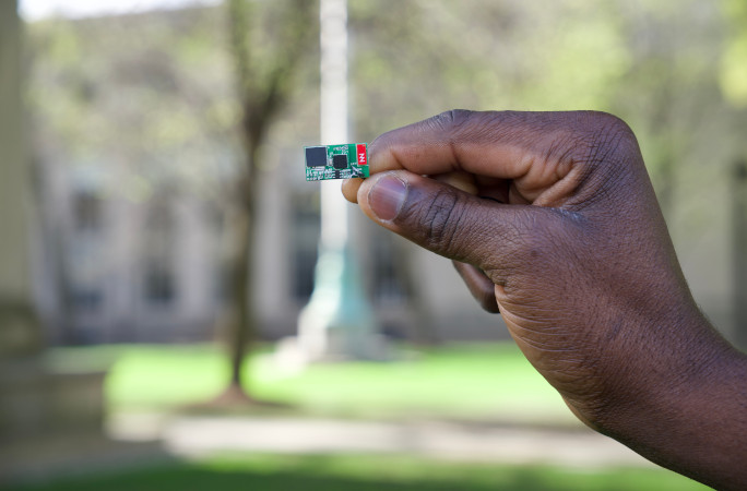 Tobi holding the GPS