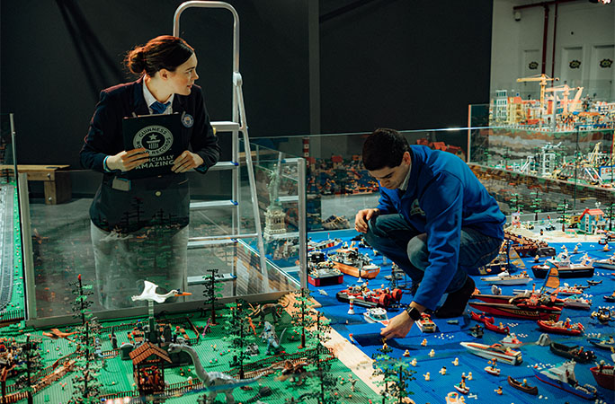 GWR Adjudicator watching the LEGO diorama being built