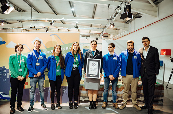 LEGO diorama team with their certificate