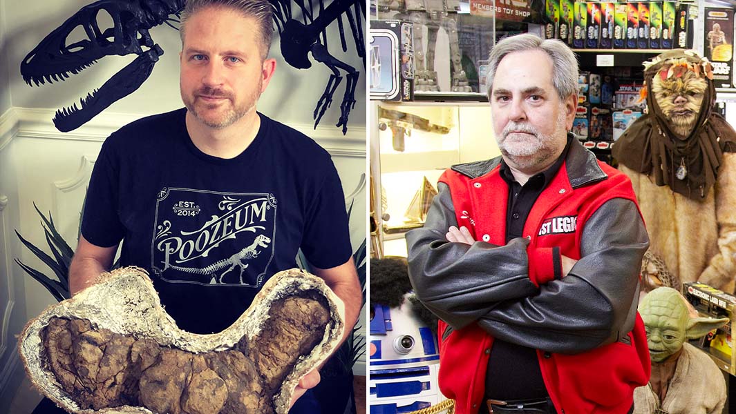 Split image of George Frandsen of the Poozeum and Steve Sansweet of the Star Wars museum