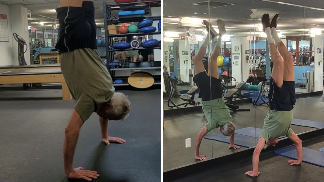 Paul doing a handstand at his local gym