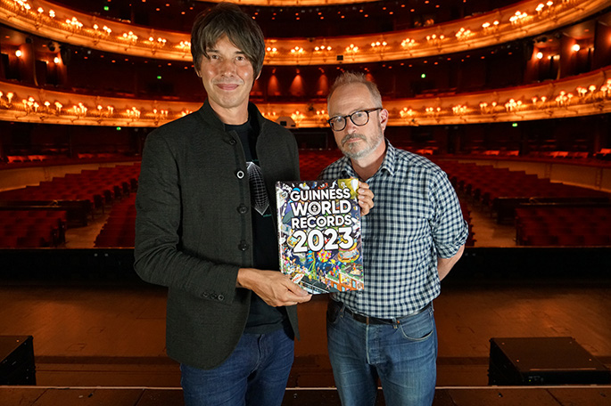 Professor Brian Cox with book at the opera house