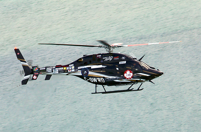 the helicopter in flight
