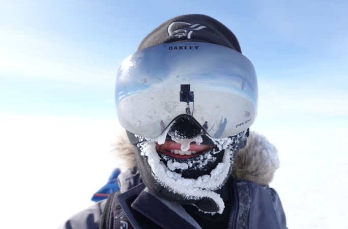 Selfie in her ski helmet