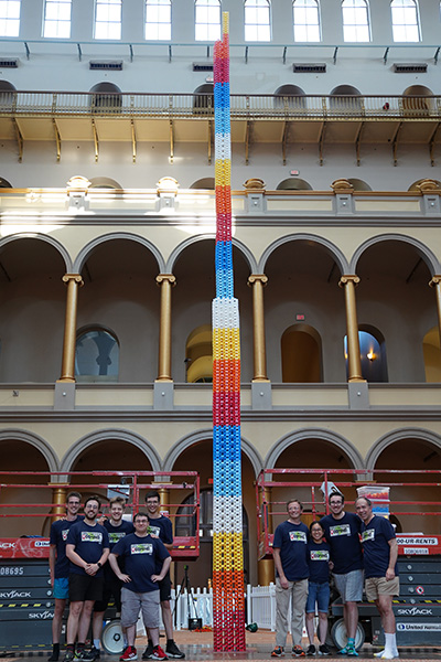 the team in front of the tower