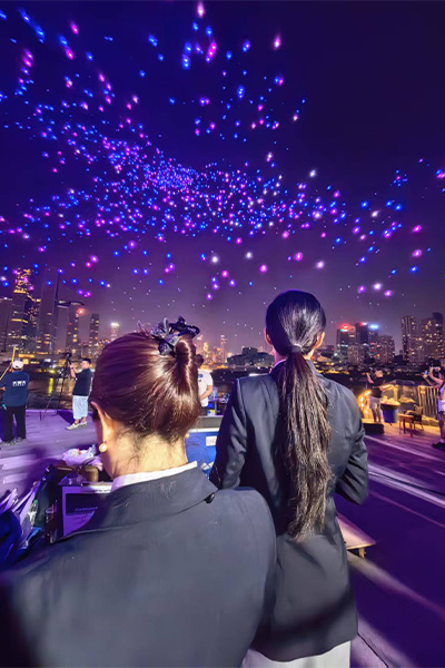 drones forming lights in the sky